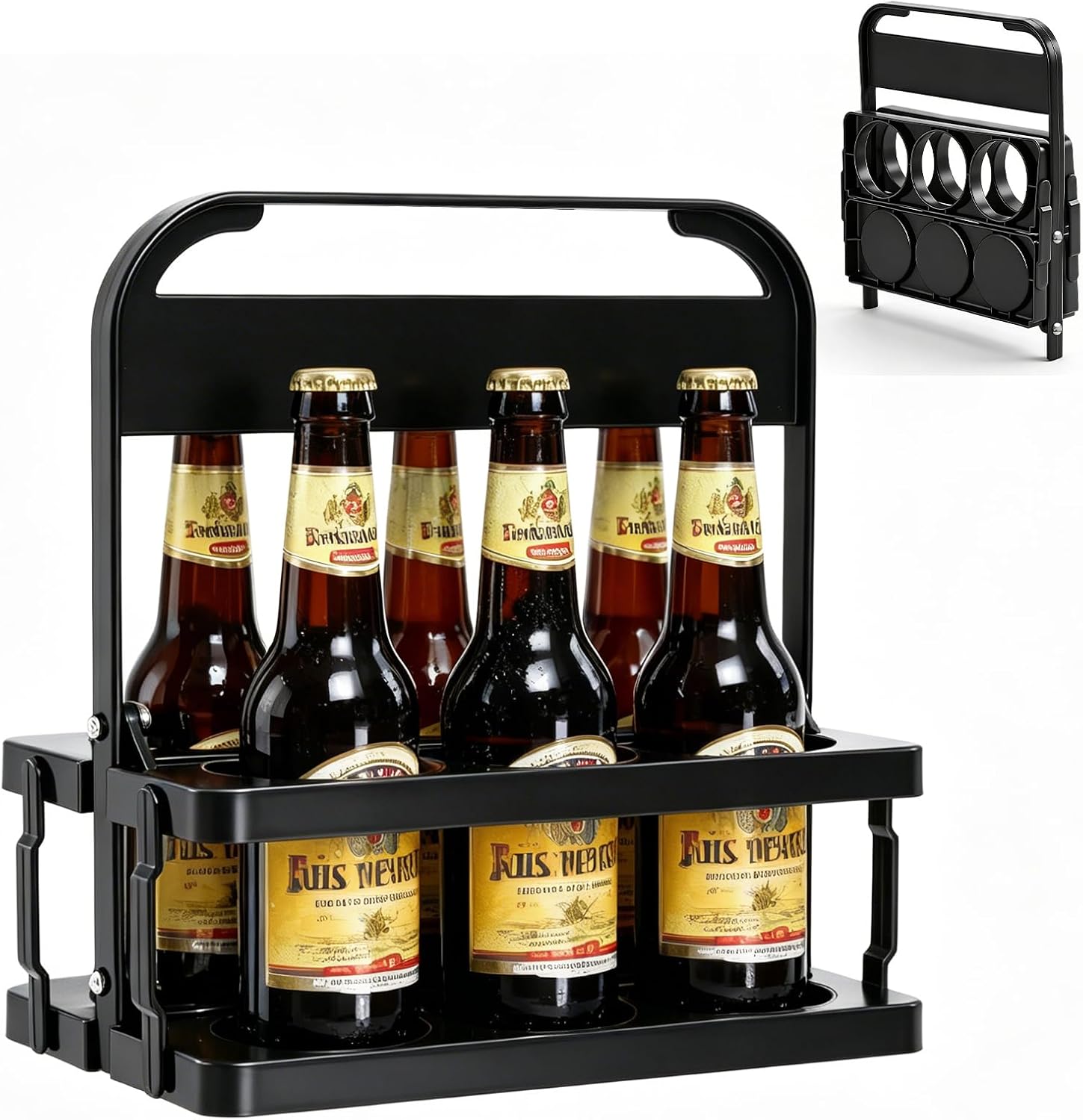 Jeiibrzui Flaschenhalter Für 6 Flaschen – Stapelbar – Maße: 32 X 23 X 28 Cm – Mit Griff – Robuster Kunststoff – Ideal Für Küche Und Camping