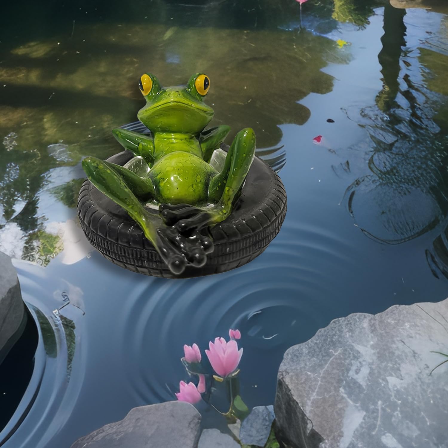 Jeiibrzui Schwimmende Froschfiguren - 13 X 15,5 X 8,5 Cm - 1 Stück - Hellgrün - Dekoration Für Mini- Und Gartenteiche