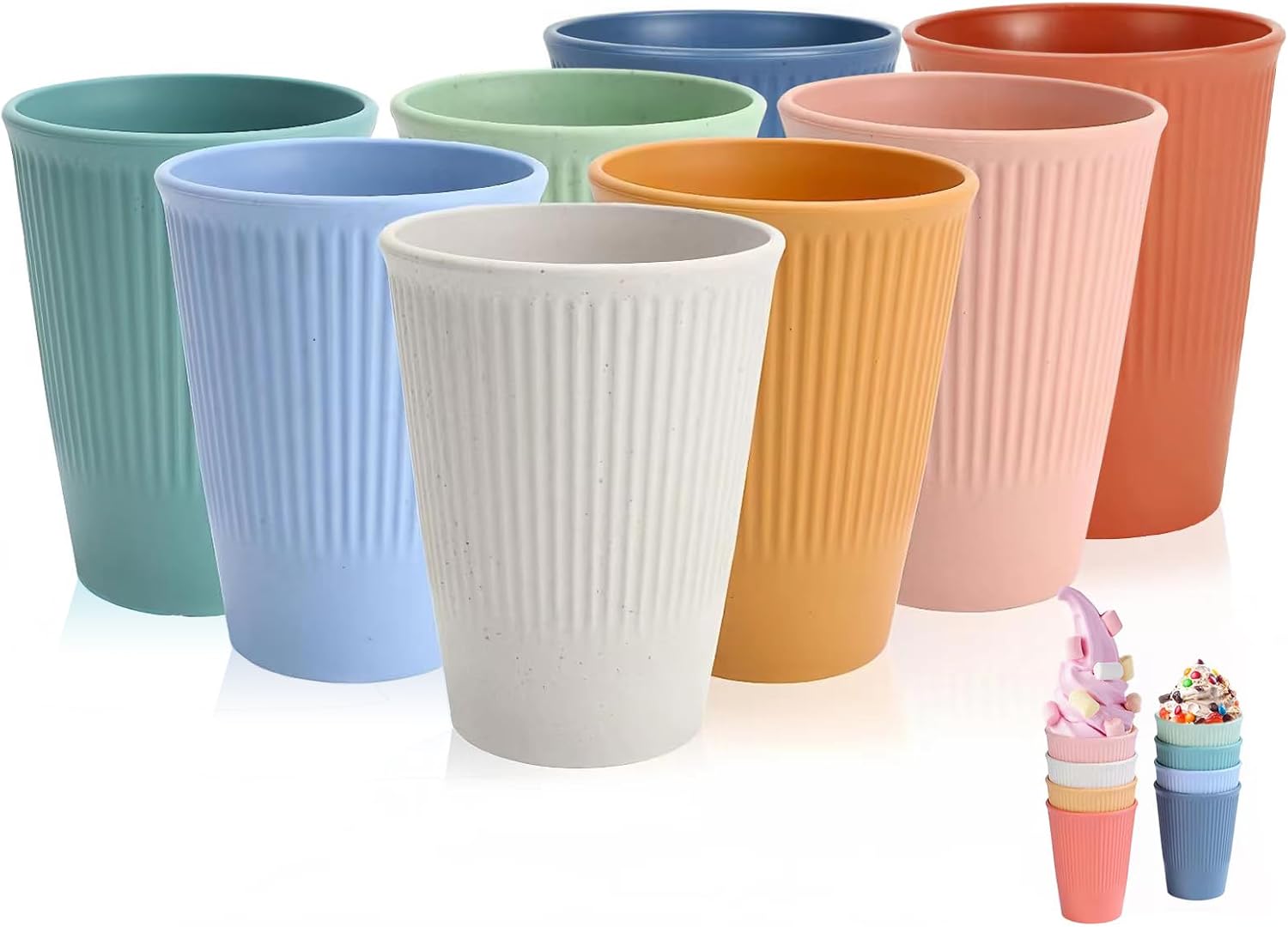 Jeiibrzui Plastikbecher – 325 Ml – 8 Bunte Becher – Bpa-frei Und Spülmaschinenfest – Für Wasser, Saft Und Cocktails – Ideal Für Camping, Reisen Und Zuhause – Mehrfarbig