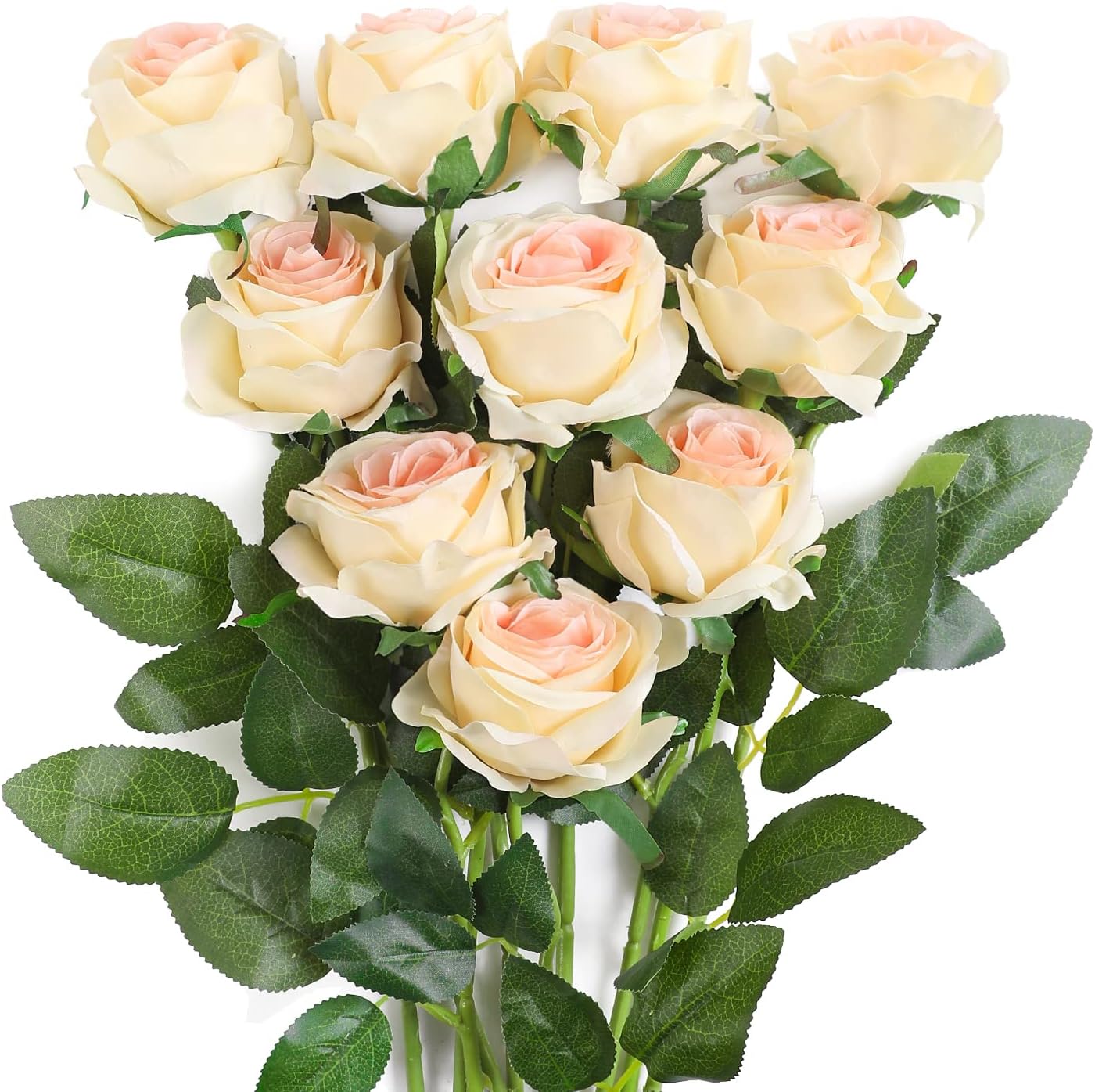 Jeiibrzui Künstliche Rosen – 53 Cm – 10er-pack – Seidenblumen – Champagner – Brautstrauß Für Hochzeitsdekoration
