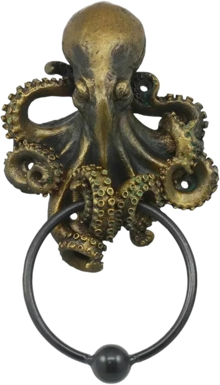 Jeiibrzui Türklopfer „totenkopf Krake“ – Einzigartiges Oktopus-design – 13 X 11 Cm – 1 Stück – Robustes Kunstharz – Dekoration Für Haustür Und Innenbereich