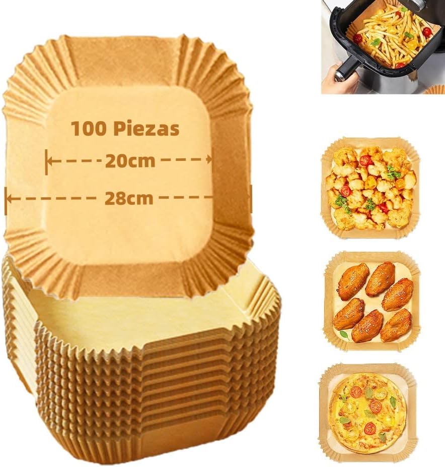 Jeiibrzui Backpapier Für Heißluftfritteusen – 20 Cm Durchmesser – 100 Blatt – Antihaftbeschichtung – Wasser- Und Fettabweisend – Für Heißluftfritteuse, Backofen Und Mikrowelle (4–8 L)