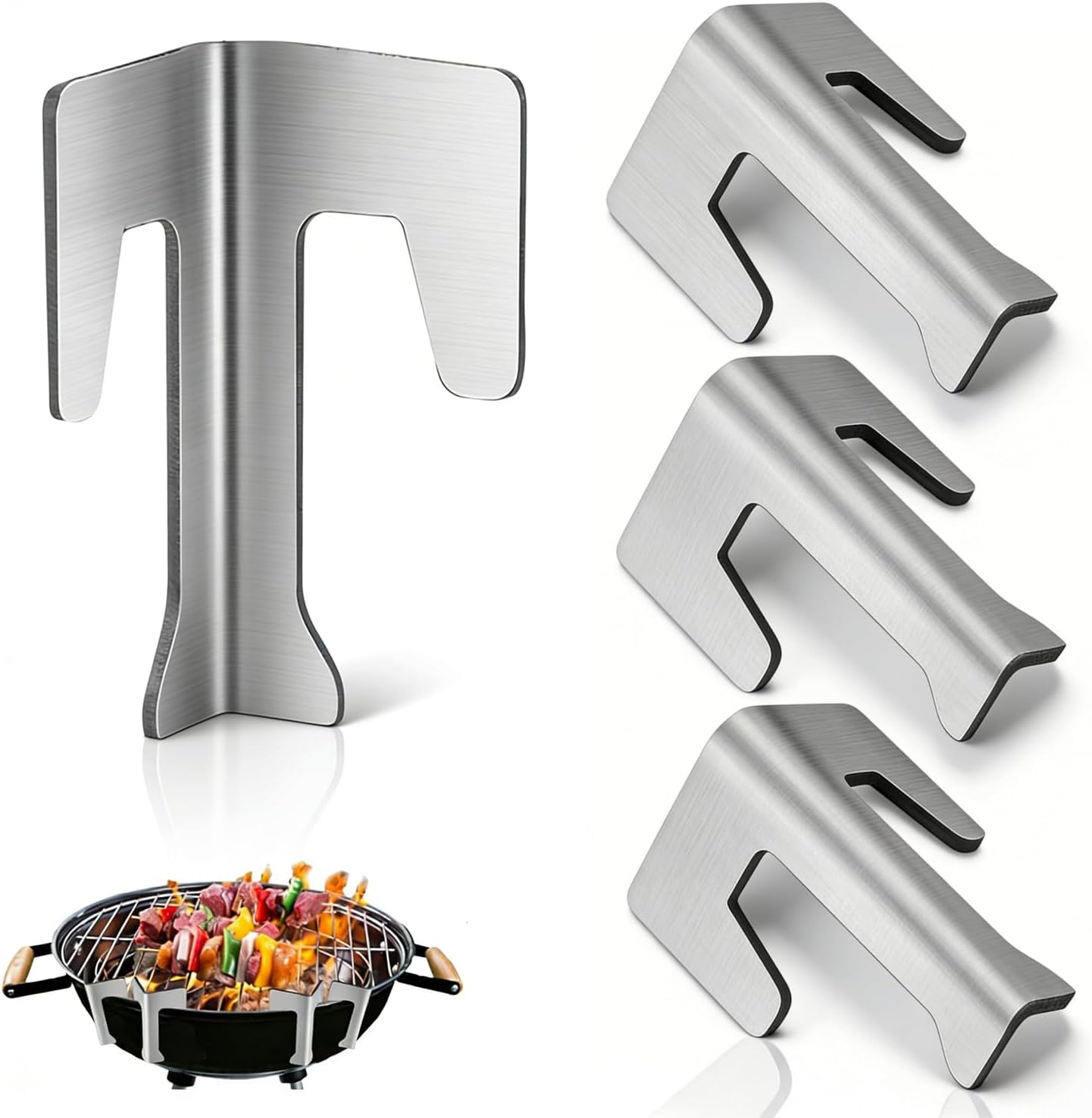 Jeiibrzui Edelstahl-grillplatten-abstandshalter – 7,6 Cm X 3,5 Cm – 4er-set – Silber – Unverzichtbares Zubehör Für Planchas Und Holzgrills