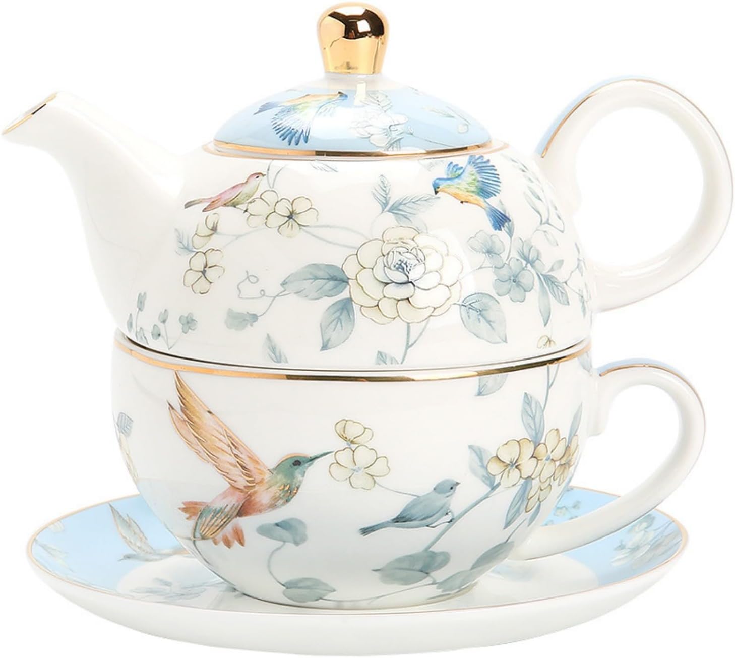Jeiibrzui One Teeservice – Azurblaues Porzellan-teeservice Mit Kanne Und Tasse – 450 Ml Kanne Und 300 Ml Tasse – Spülmaschinenfestes Keramik-tee- Und Kaffeeservice Für Zuhause Und Büro