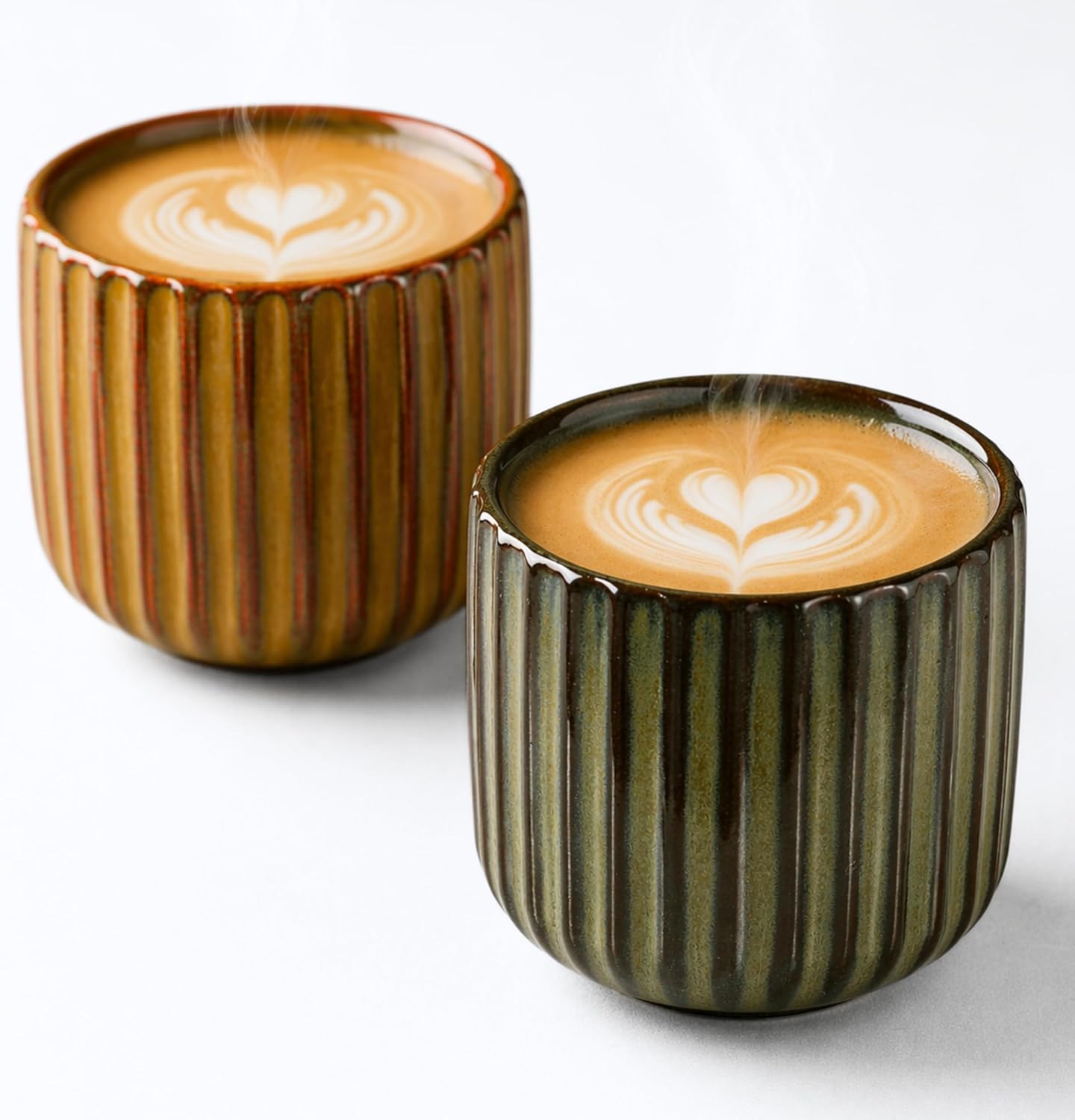 Jeiibrzui Espresso- Und Mokka-tassen – 180 Ml – 2er-set – Dickwandige Keramik – Antikbronze Und Treibsandbraun – Für Zuhause Und Büro