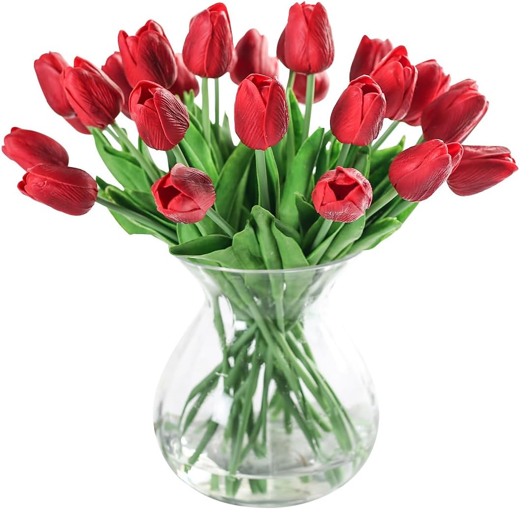 Jeiibrzui Kunstblumen – Realistische Tulpen 33 Cm (20er-pack) – Latex, Verschiedene Farben, Für Blumenarrangements In Vasen, Dekoration Für Drinnen Und Draußen