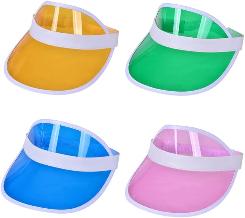 Jeiibrzui Sportvisiere – Neonfarbener Stil – 80er-jahre – 24 X 20 X 12 Cm – 4er-pack – Neonfarben Für Golf, Tennis Und Strandpartys