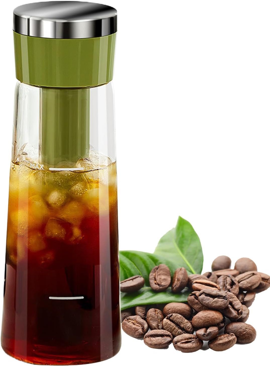 Jeiibrzui Cold Brew Kaffeemaschine – 750 Ml – Tragbare Glasflasche Mit Edelstahlfilter – Auslaufsicheres Design Für Zuhause Und Büro