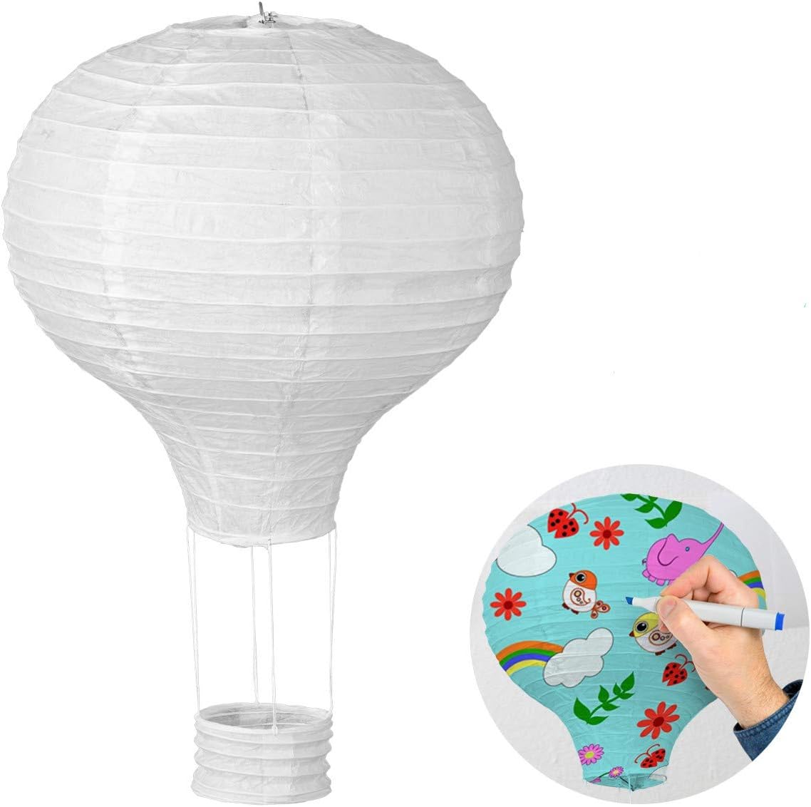 Stück Heißluftballon-papierlaternen 30 Cm - Hängelaternen Für Geburtstag, Hochzeit, Kinderzimmer, Party, Babyparty-dekoration - Set Mit 6 Dekorativen Lampenschirmen - Mehrfarbig (weiß)
