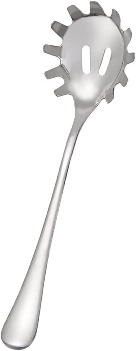Jeiibrzui Spaghettilöffel Aus Edelstahl – 24 Cm – 1 Stück – Silberweiß