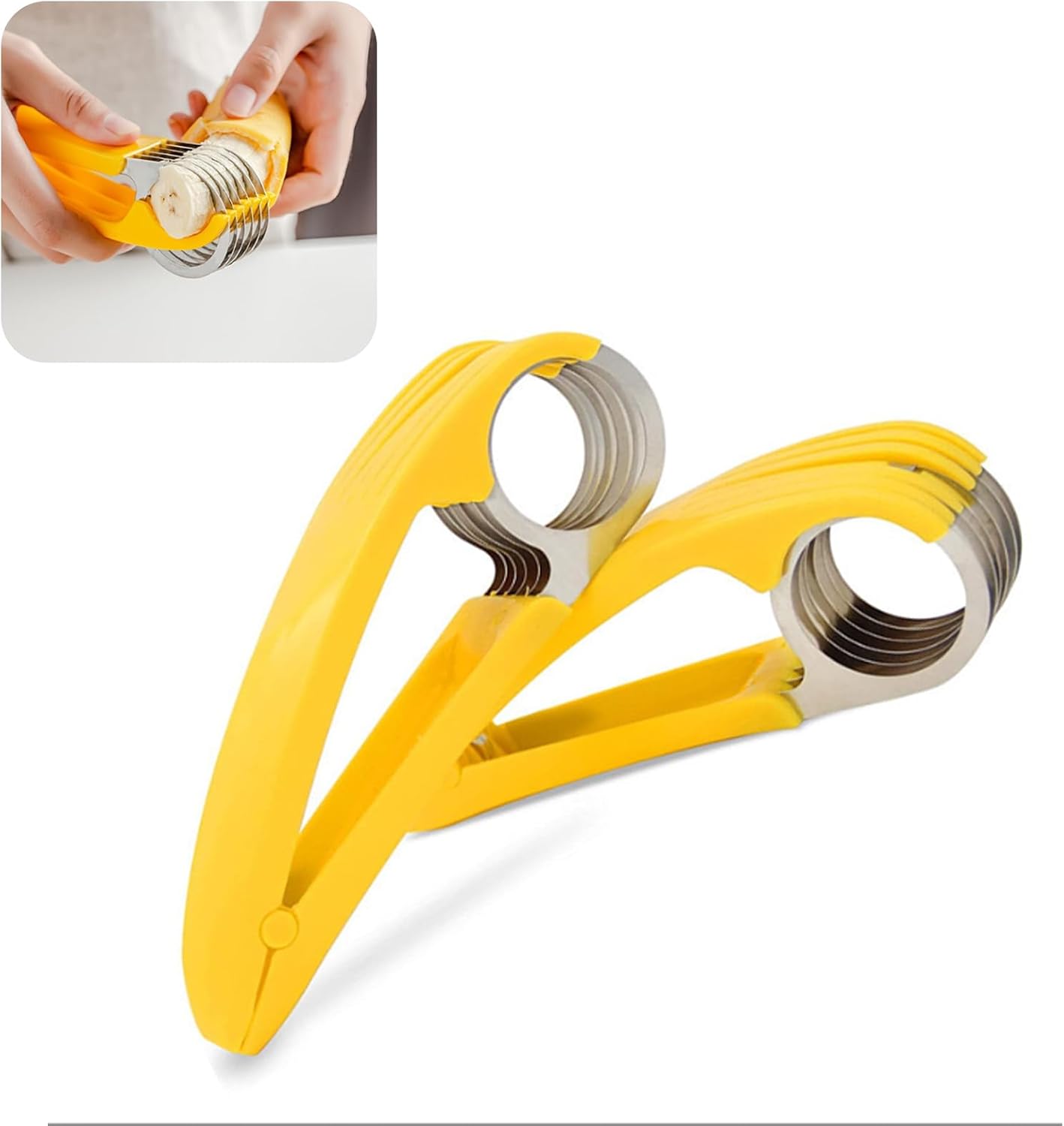 Jeiibrzui Bananenschneider Aus Edelstahl – Multifunktionales Küchenwerkzeug Für Obst Und Gemüse – Ergonomisches Design – Schnelles Und Sicheres Schneiden – Für Zuhause Und Draußen