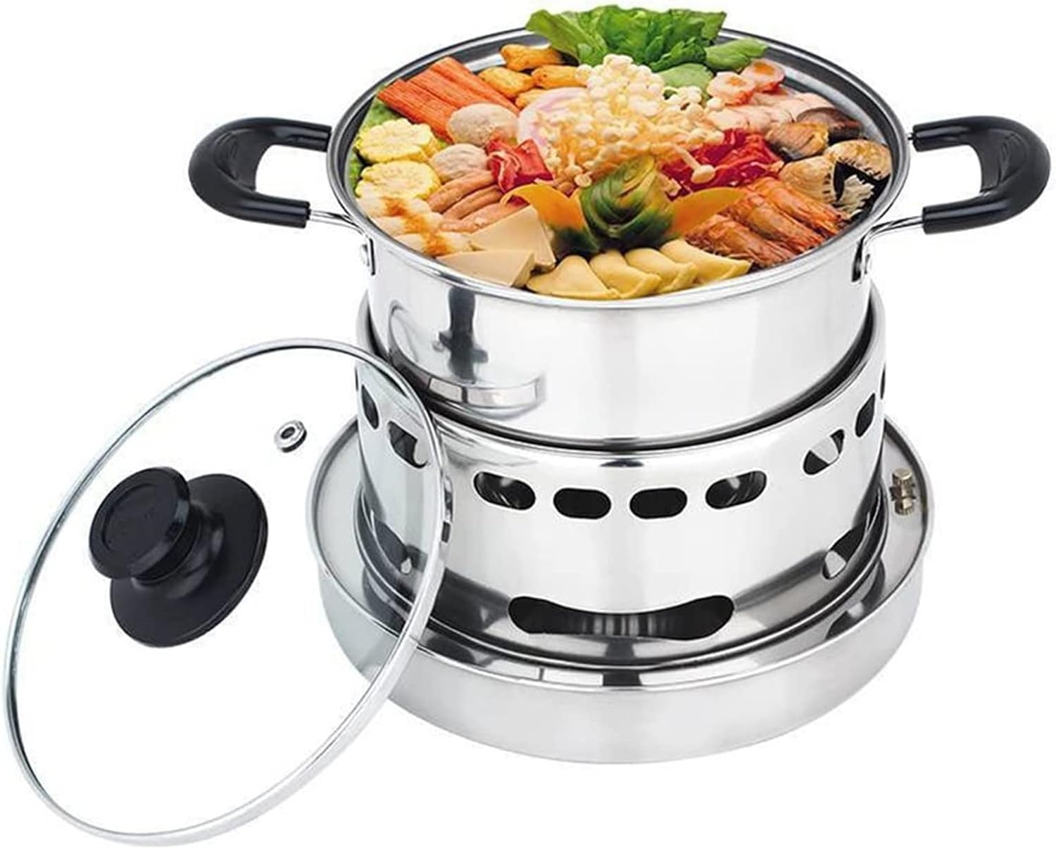 Jeiibrzui Spirituskocher (für Drinnen Und Draußen) – 18 Cm – Einzelset Mit Topf – Edelstahl – Tragbarer Spirituskocher Für Camping, Picknicks Und Zuhause