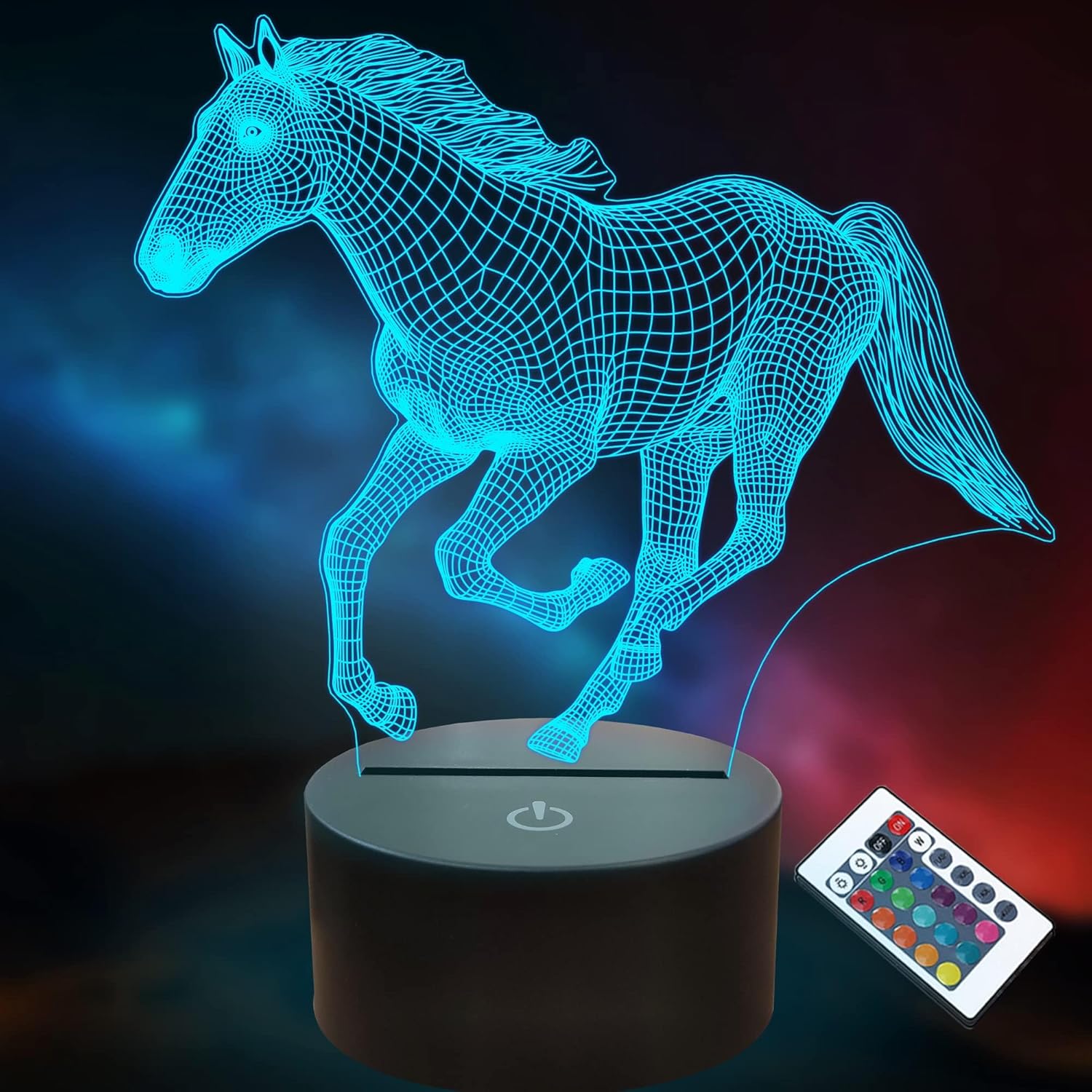 Jeiibrzui 3d-pferdelampe Für Kinder – Acryl-led-nachtlicht Mit Illusionseffekt – 16 Farben – Fernbedienung – Touch-steuerung – Usb- Und Batteriebetrieb – Sicheres Stimmungslicht Für Schlafzimmer, Büro