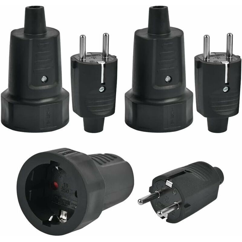 Ip44-stecker Und 3 Buchsen, 2-poliger 250-v-16-a-stecker, Ip44-stecker Mit Gummidichtung, Wasserdichte Steckdose, Stecker Und Buchsen Für Den Außenbereich, Für 6–10 Mm² Kabel