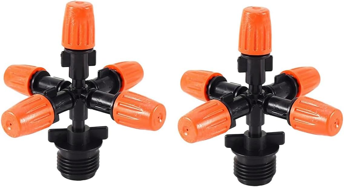 5-kopf-sprühdüse – 2er-pack – Kunststoff – 360°-drehung – Garten Und Gewächshaus – Orange