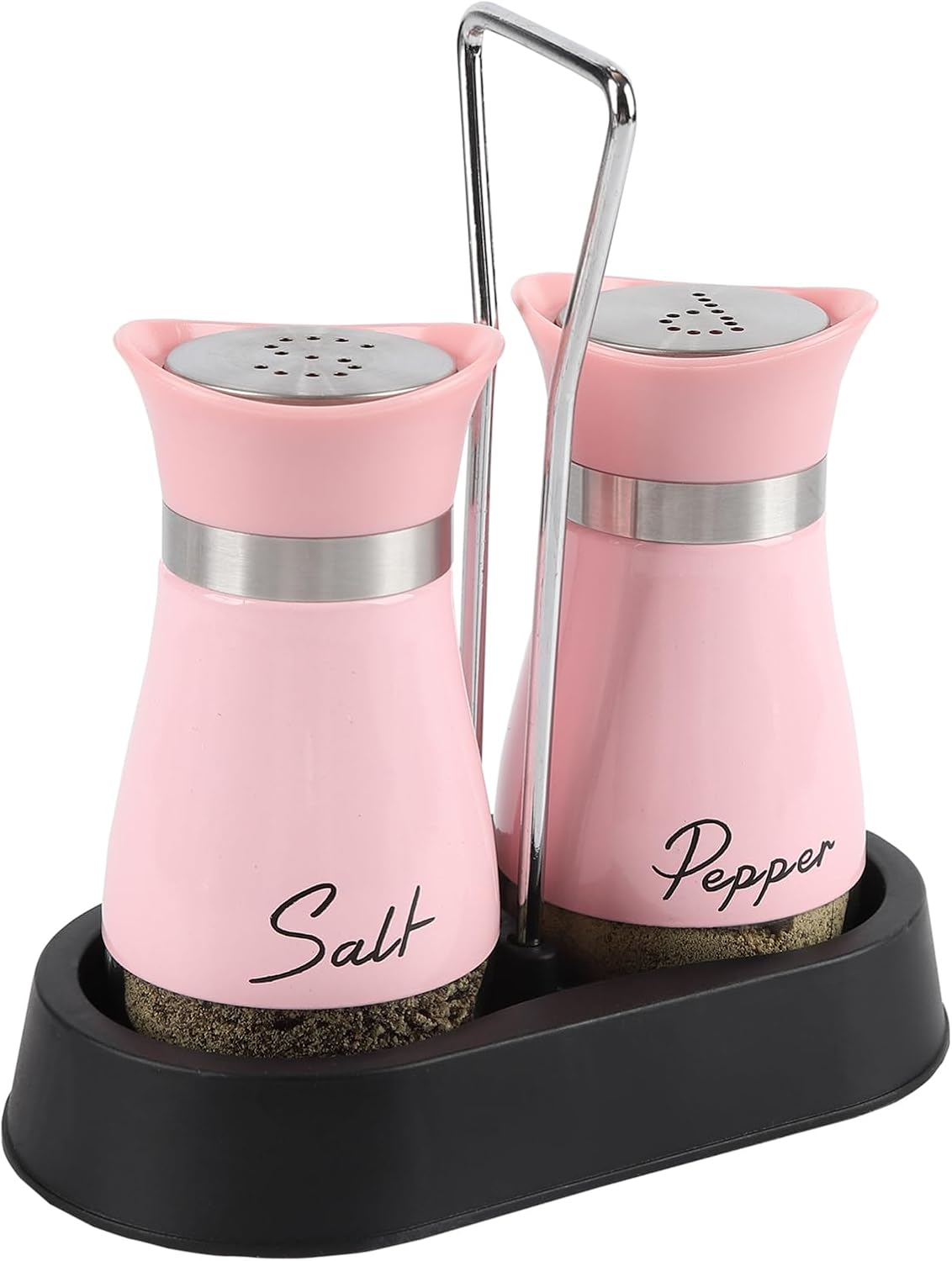 Jeiibrzui Elegance Serie – Salz- Und Pfefferstreuer-set – 2-teilig Mit Halter – Rosa – Zum Kochen, Grillen Und Campen