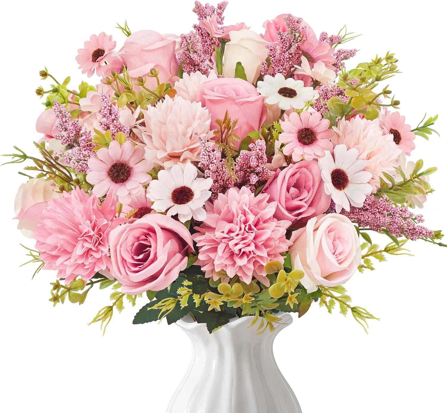 Jeiibrzui Künstlicher Rosenstrauß – 4 Seidenblumensträuße – Realistische Pfingstrosen Für Hochzeiten Und Tischdekoration – Vielseitige Frühlingsdekoration