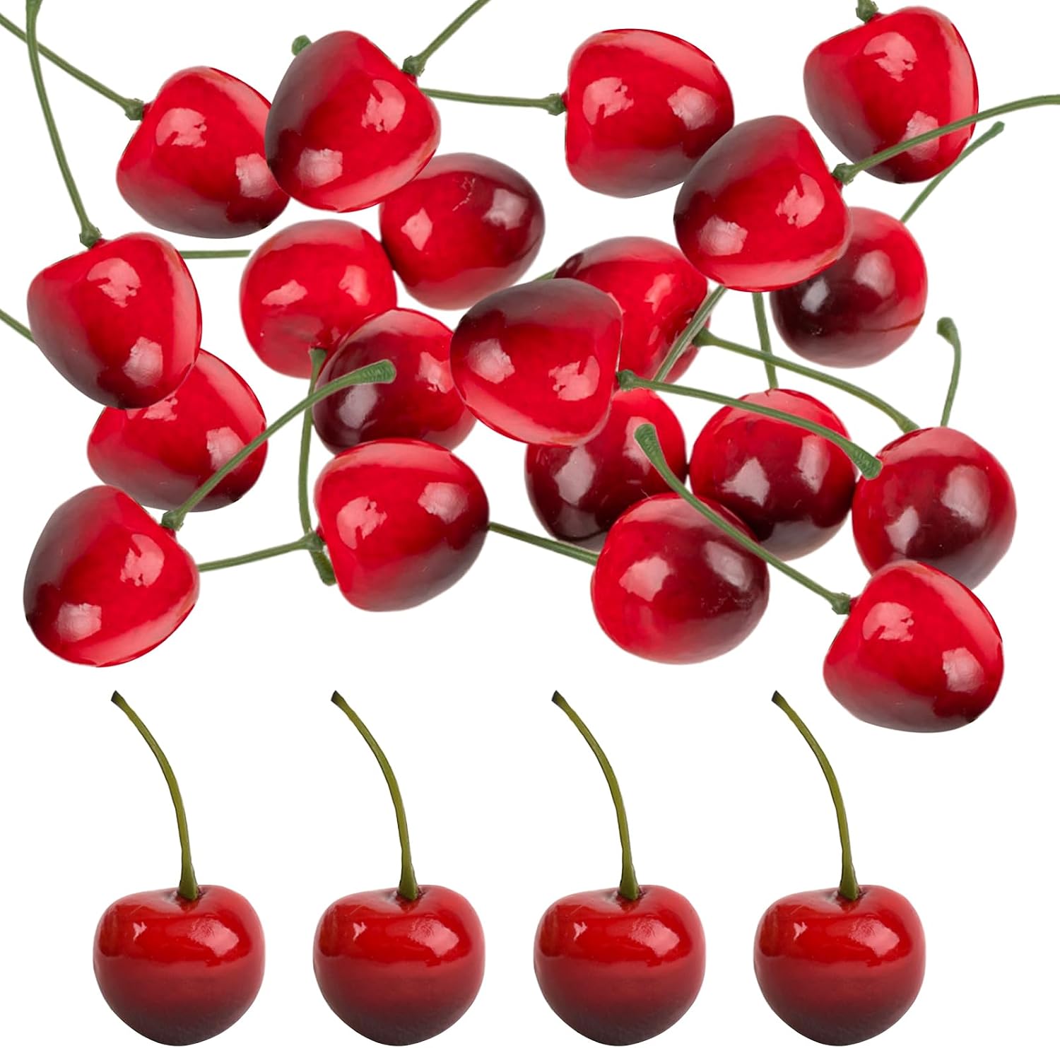 Jeiibrzui Kirsch-dekorationsset - 20 Realistische Künstliche Früchte - Farben: Schwarz Und Rot - Ideal Zum Dekorieren Von Obstkörben, Diy-fotos Und Partys.