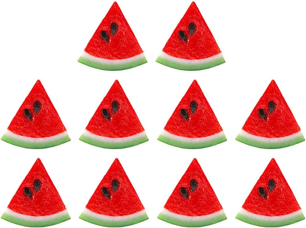 Jeiibrzui Set Mit 10 Künstlichen Wassermelonenscheiben – 5,2 X 4,9 X 2,0 Cm – Realistische Fruchtdekoration Für Tisch Und Fotografie