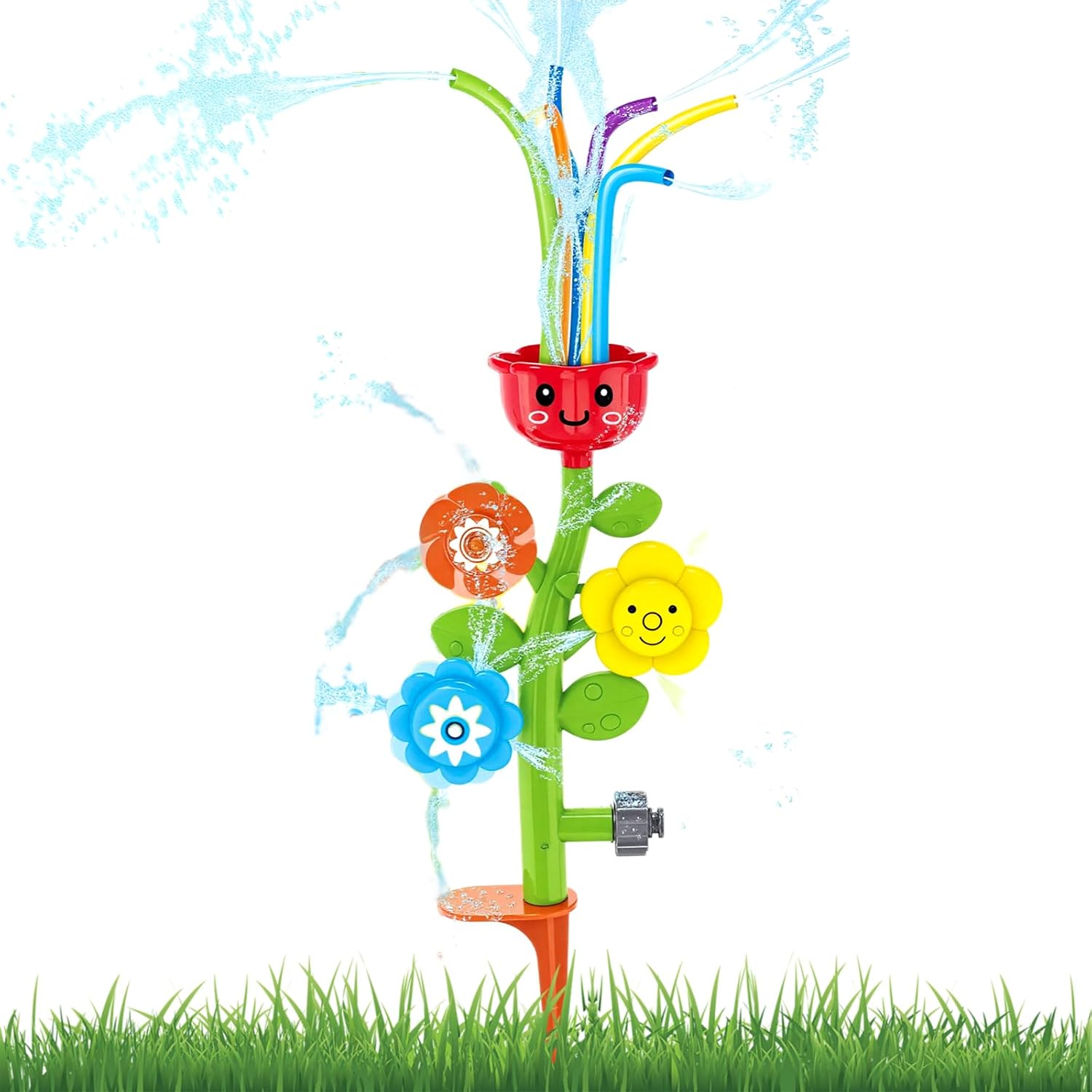 Jeiibrzui Blumenförmiger Rasensprenger – 30 Cm – 1 Stück – Rot – Rotierender Wasserstrahl Für Kinder – Sicheres Outdoor-spielzeug – Garten Und Rasen