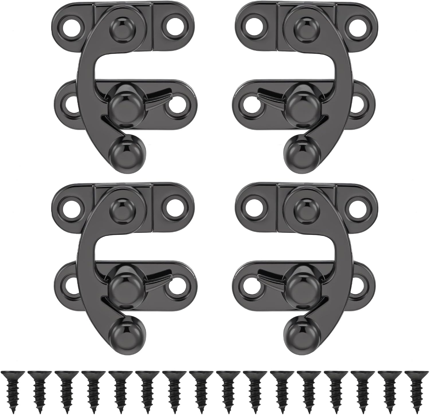 Hakenverschluss – 4er-pack – Schwarze Zinklegierung – Drehmechanismus – Für Schmuckkästchen Und Truhen – 3,26 X 2,78 Cm