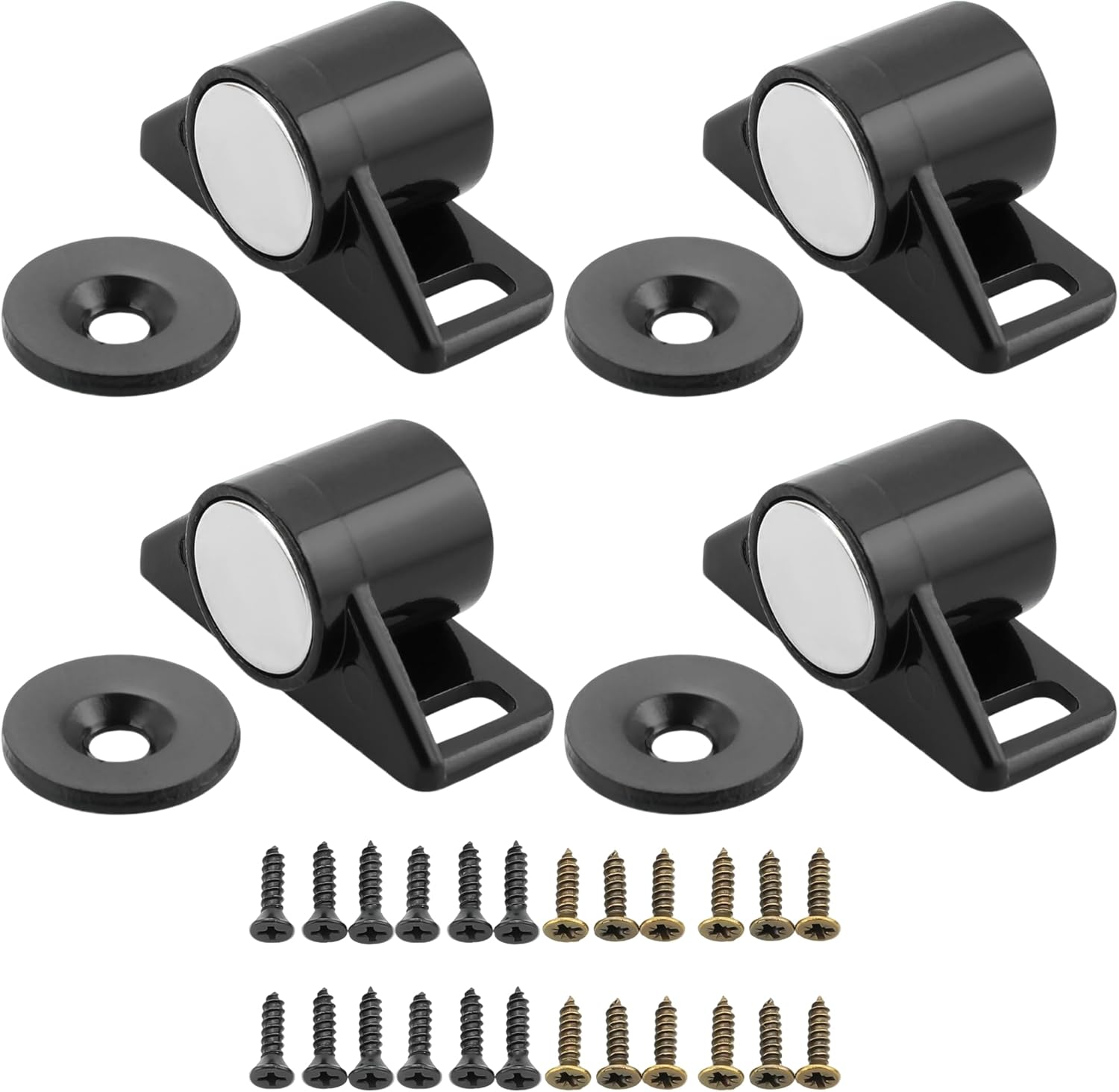 Magnetischer Türhalter – 4 Stück – Edelstahl – Magnetverschluss – Küchenschrank – Mattschwarz, 3,6 Cm