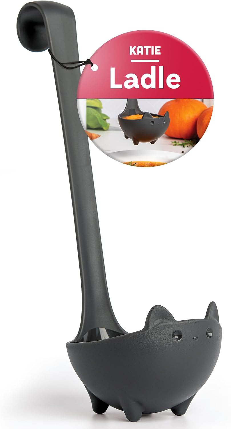 Suppenkelle In Katzenform (schwarz) – 1 Stück – Ergonomisches Schwanzdesign – Hitzebeständig – Perfektes Halloween-küchengeschenk
