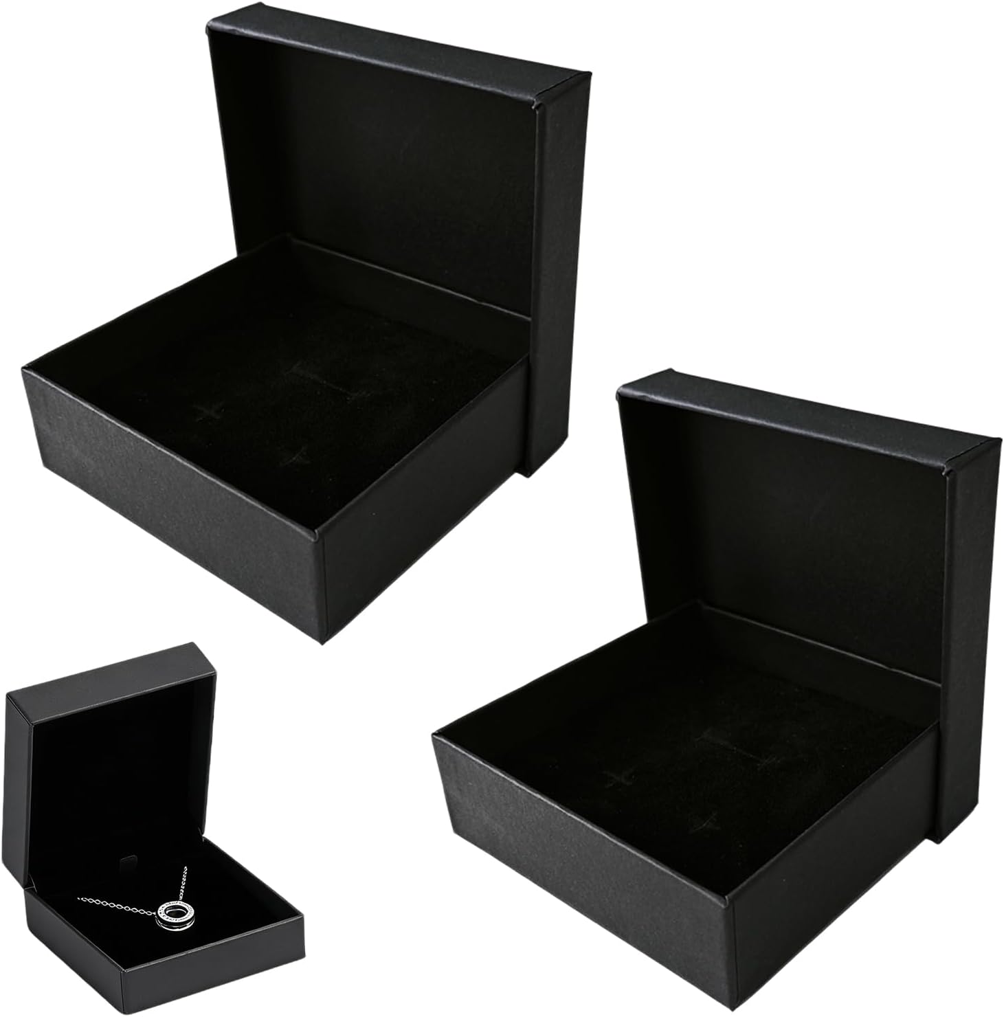 Geschenkbox – 2er-set – Schwarzer Karton – Mit Schaumstoffeinlage – Für Schmuck Und Bastelarbeiten – 9 X 9 X 3 Cm