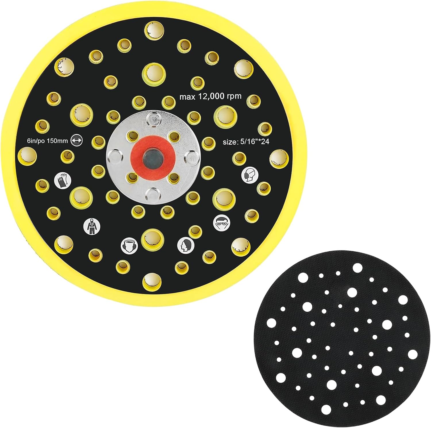 150-mm-schleifteller – 1 Stück – Pu-nylon – 52 Staubauslässe – Für Mirka Deros Abranet – Schwarz