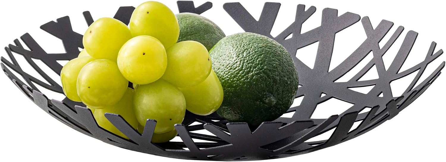 Jeiibrzui Obstschale – 26 X 26 X 4,5 Cm – 1 Stück – Schwarz – Minimalistische Edelstahlschale Für Küche Und Wohnzimmer