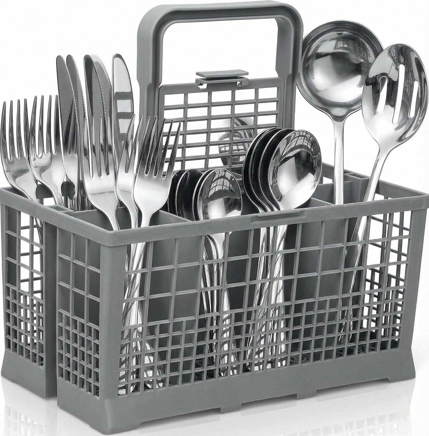 Jeiibrzui Universal-besteckkorb Für Geschirrspüler – 245 X 140 X 240 Mm – 6 Fächer Mit Deckel – Schwarzes Polyethersulfon – Kompatibel Mit Bosch, Siemens Und Bauknecht