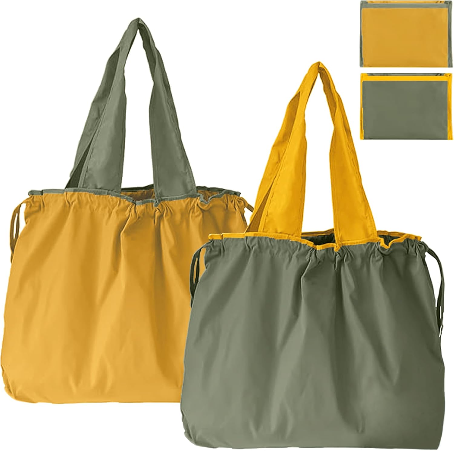 Jeiibrzui Faltbare Nylon-einkaufstasche – 52 X 42 Cm – Einteilige Tragetasche Mit Kordelzug – Schwarz – Ideal Zum Einkaufen, Reisen Und Campen