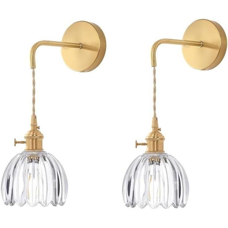 Vintage-wandleuchte Mit Blumenmuster, E27-fassung, Retro-wandlampe Im Art-déco-stil, Hängelampe Für Flur, Schlafzimmer, Küche, Wohnzimmer, Transparent, 2 Stück
