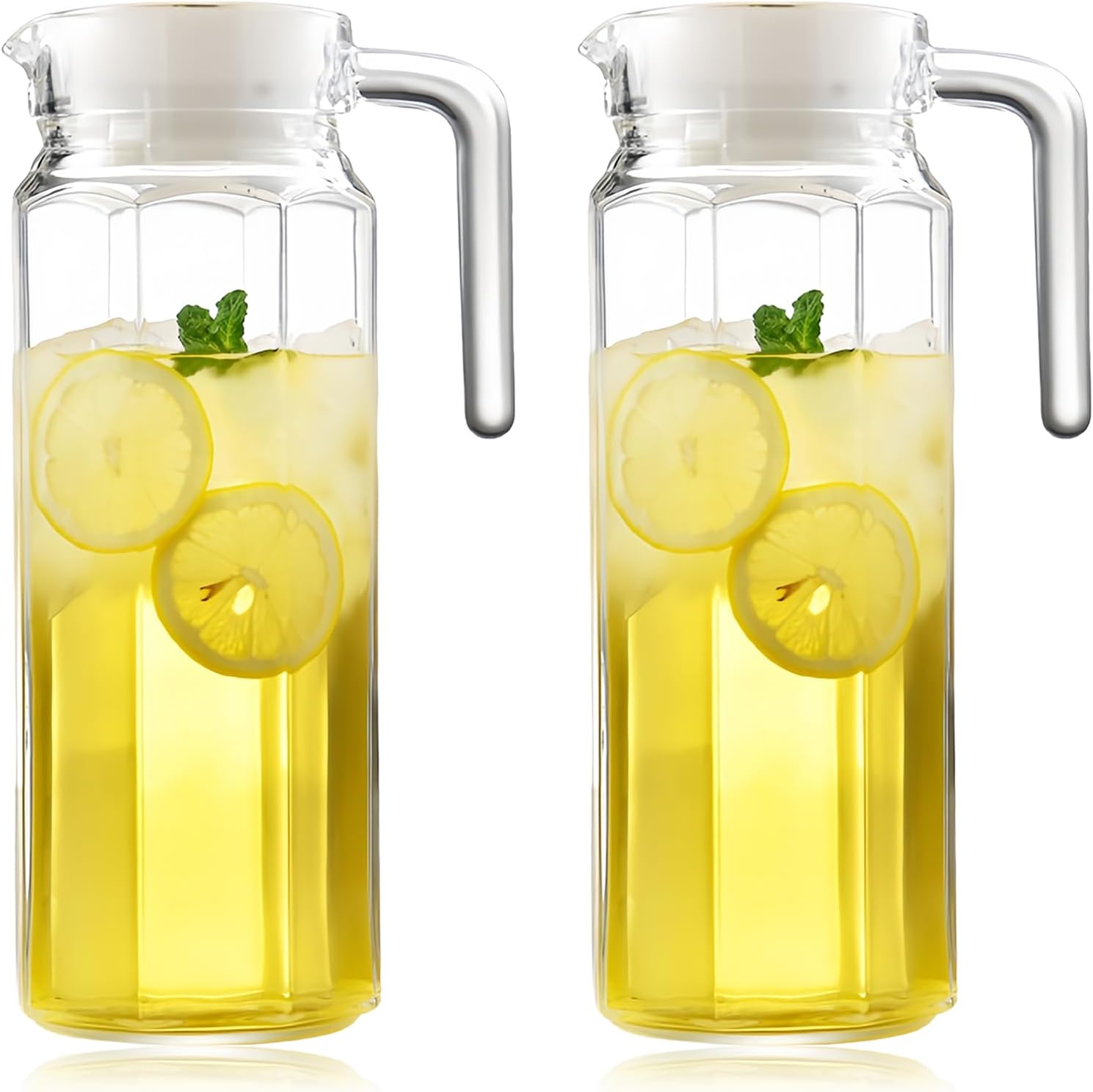 2er-set Wasserkrüge – 1,1 L – Transparentes Acryl – Auslaufsicherer Deckel – Für Küche Und Tisch – 24 X 8,5 Cm