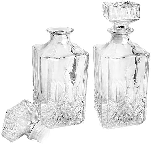 Jeiibrzui Glaskaraffe – 9 X 9 X 23 Cm – 2-teilig Mit Korken – 900 Ml – Transparentes Design Für Whisky, Cognac Und Liköre – Ideal Für Hausbars Und Partys