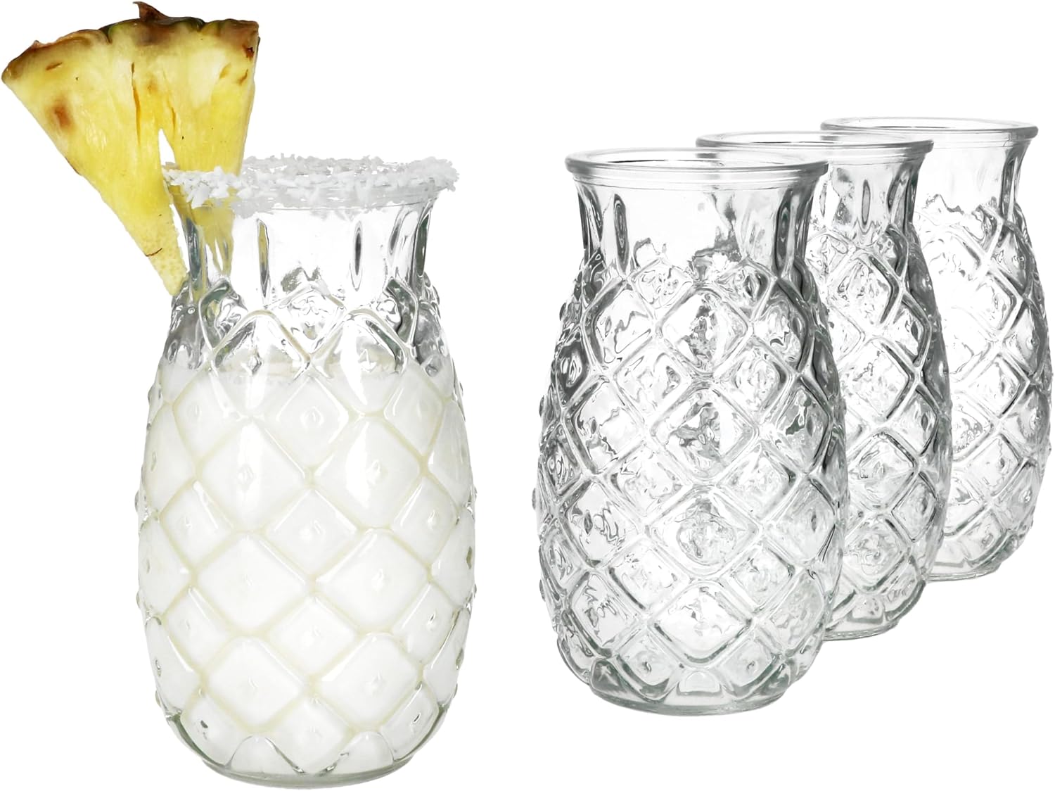 Jeiibrzui Ananas-cocktailgläser Sommerkollektion – 400 Ml – 4er-set – Transparent – Ideal Für Cocktails Und Partys