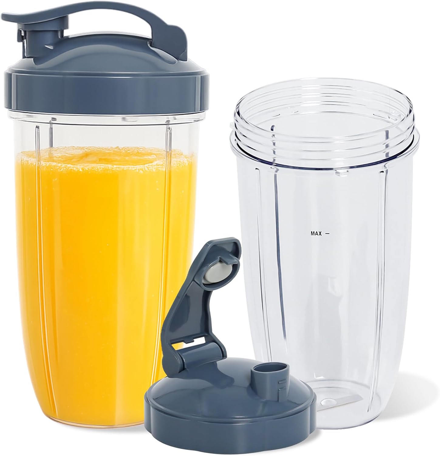 Jeiibrzui Nutriparts Kompatible Serie – 950 Ml – 2er-pack Mit Auslaufsicherem Deckel – Transparent – Ersatzbecher Für Nutribullet 600 W Und 900 W Mixer – Ideal Für Smoothies Unterwegs Und Im Fitnessst