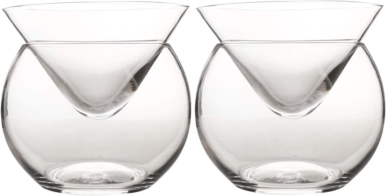 Jeiibrzui Gekühltes Cocktailset Für Kaviar Und Garnelen – Martini-set – 10,7 Cm Durchmesser – 2-teiliges Set – Klarglasschale Mit Eisbad Für Partys Und Dinner