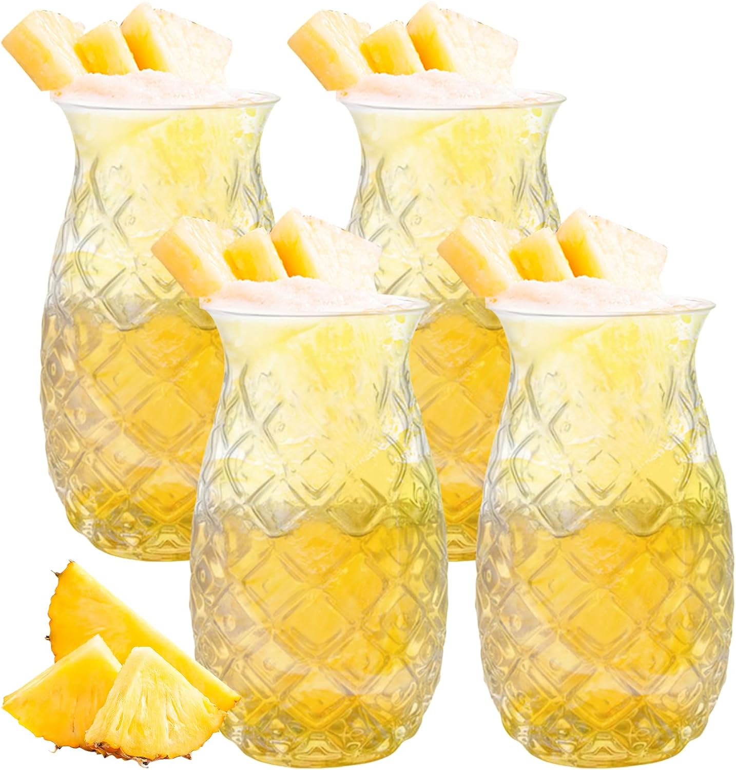 Jeiibrzui Our Collection Ananasgläser – 480 Ml – 4er-set – Klar – Robustes Borosilikatglas – Ideal Für Cocktails, Partys Und Den Täglichen Gebrauch