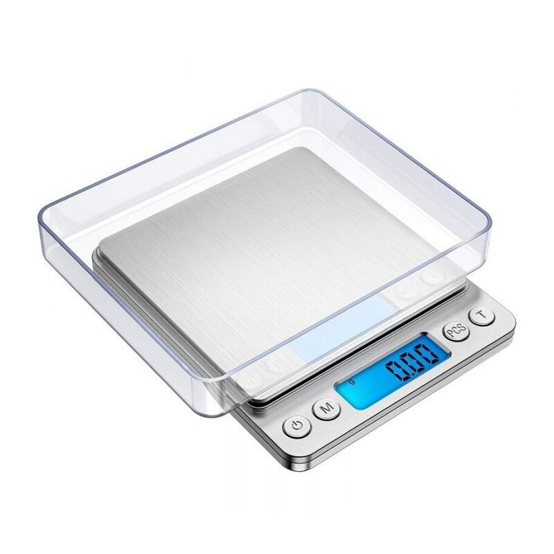 Silberne Präzisionswaage, 500 G/0,01 G, 0,01-g-genauigkeit, Küchenwaage Mit Tara- Und Zählfunktion, Hintergrundbeleuchtetes Lcd-display