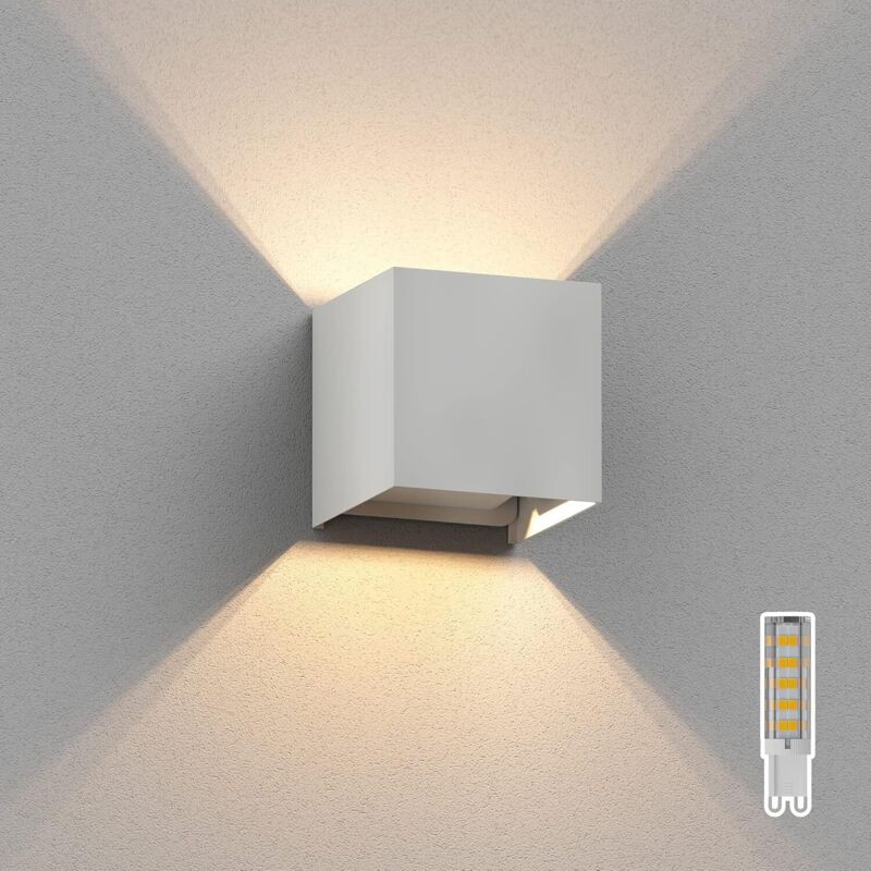 Außenwandleuchte, Weiß, Ip65, Nach Oben Und Unten Gerichtet + 501 Lm Led-lampe, Warmweiß
