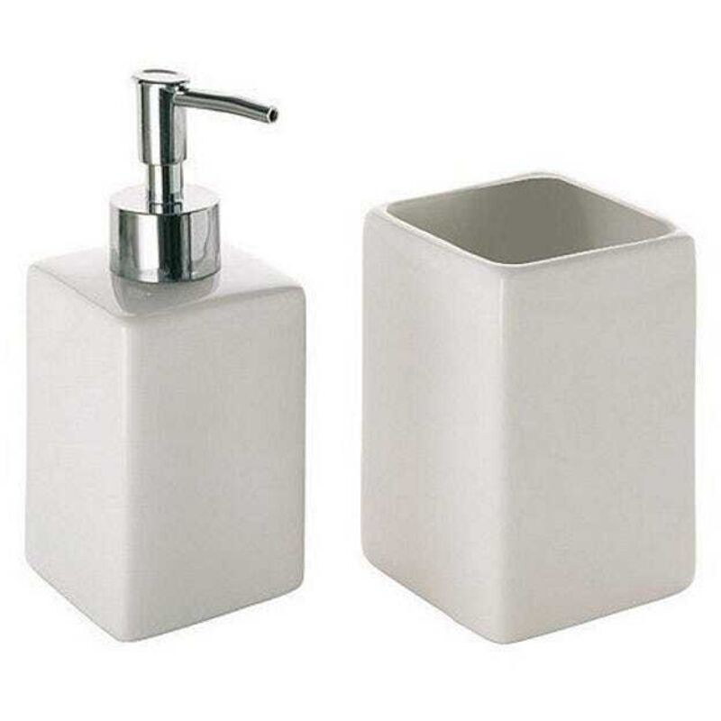 Vella Square Badezimmer-accessoire-set Aus Weißer Keramik - Vella Square Badezimmer-accessoire-set Aus Weißer Keramik