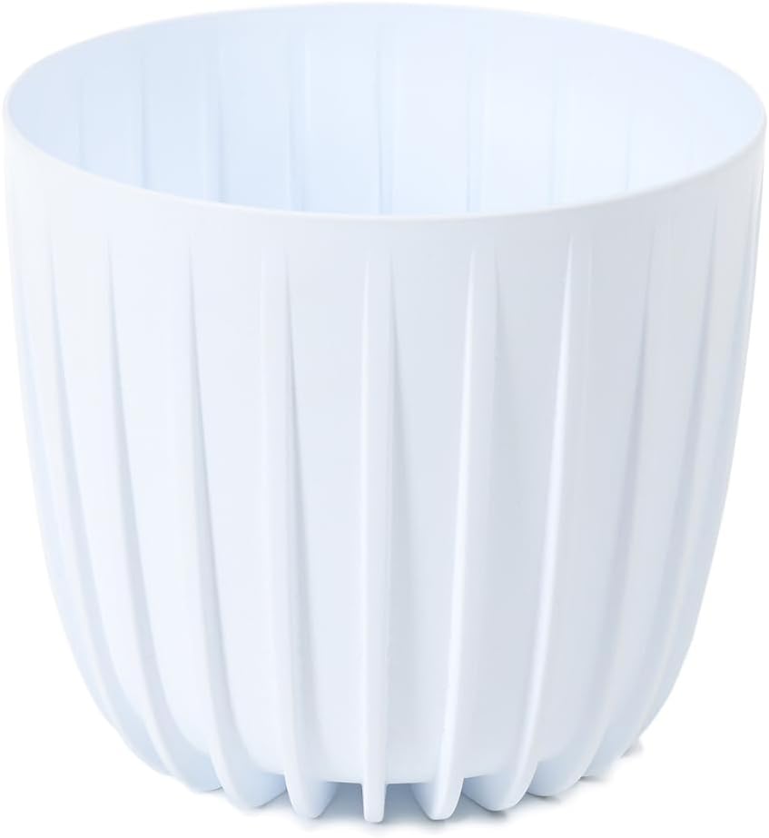Weißer, Gerillter Pflanztopf – 1 Stück – Robustes Kunststoffmaterial – Uv- Und Frostbeständig – Für Den Innen- Und Außenbereich Geeignet – Ø 18 X H 15,6 Cm