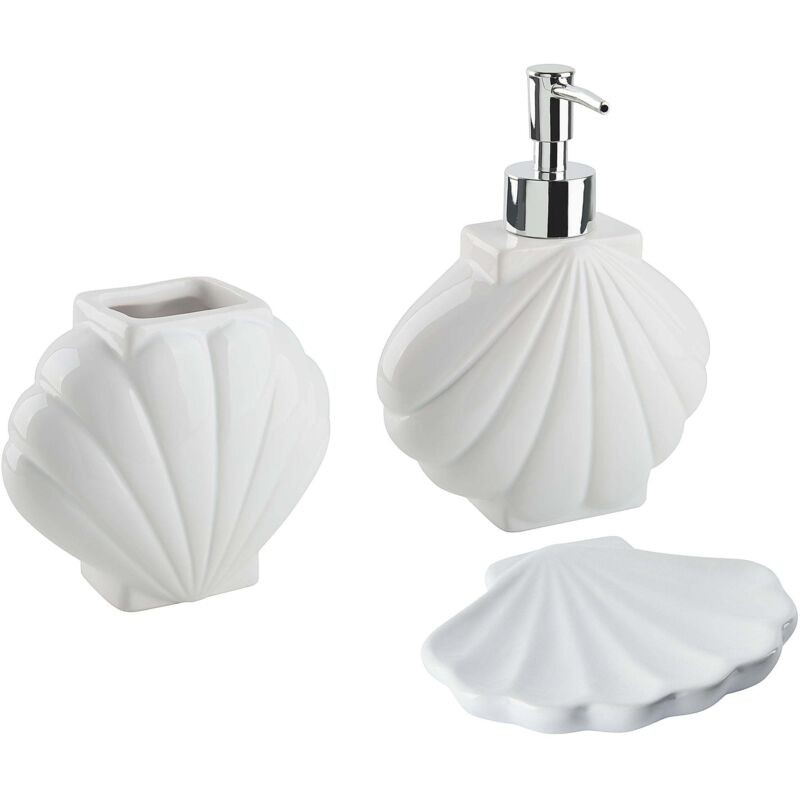 Dolomite Glamour White Shell 3-teiliges Badezimmer-accessoire-set