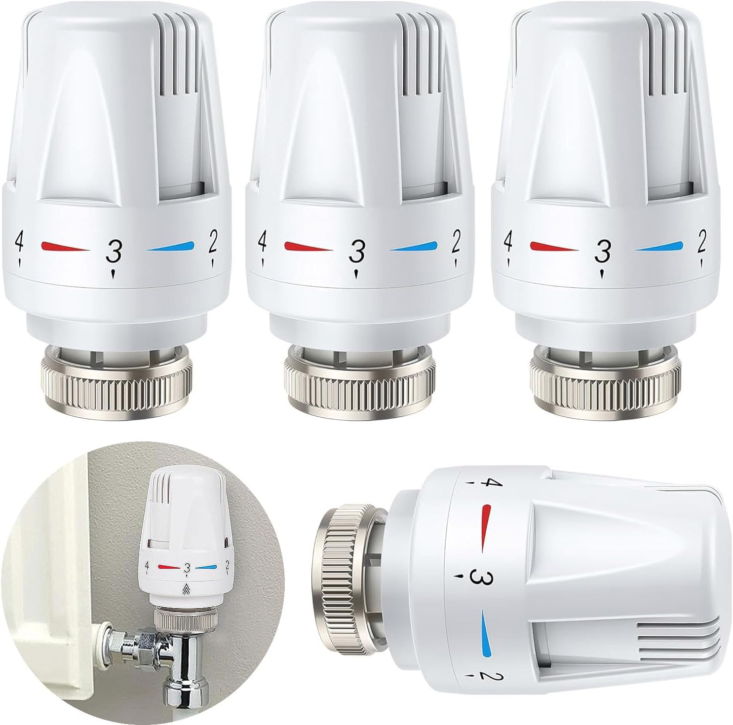 Thermostatkopf M30x1,5 – 1 Stück – Aluminium Und Kunststoff – 5-stufige Regelung – Heizkörperheizung – Weiß