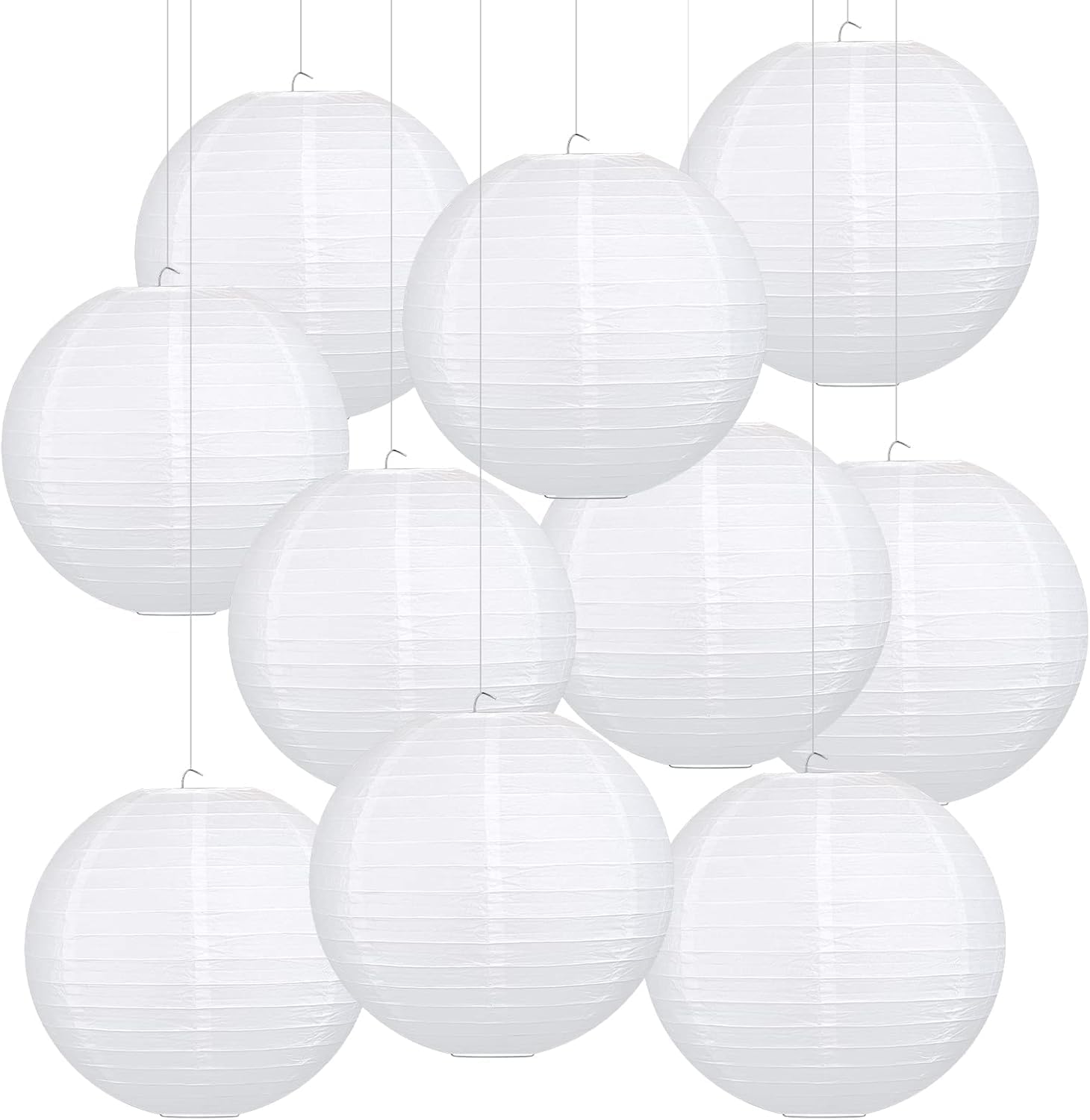 Runde Papierlaternen – 10er-pack – Weiß – 30,5 Cm – Dekoration Für Drinnen Und Draußen – Hochzeit/party