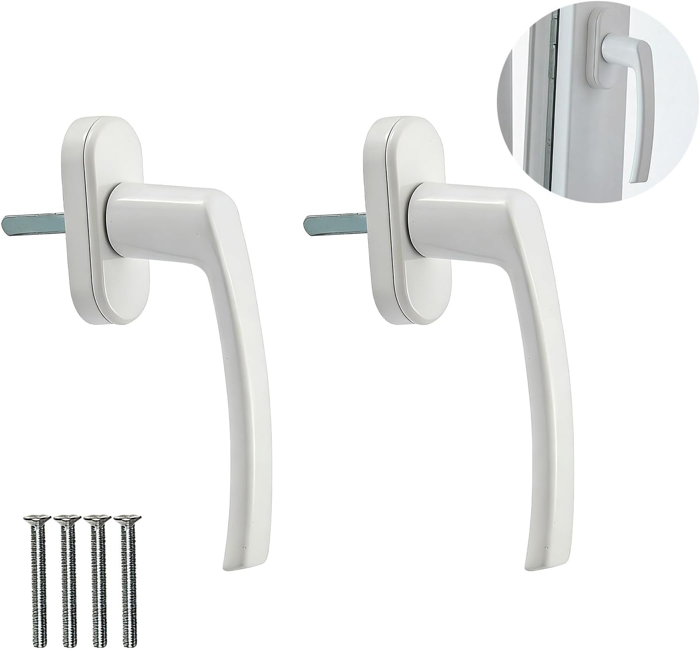 Fenstergriff – 2 Stück – Weißes Aluminium – Erhöhte Sicherheit – Für Pvc/upvc-terrassentüren – Ergonomisch
