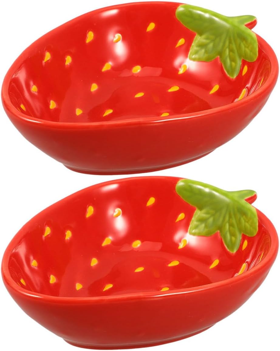 Jeiibrzui Erdbeerschale – 13 X 10,5 Cm – 2-teiliges Obst- Und Dessertset – Rot Und Weiß
