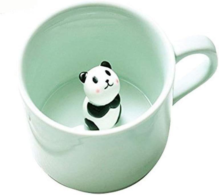 Jeiibrzui Panda Keramikbecher – 3d-frühstücksschale – 220 Ml – 1 Stück Mit Löffel – Weiß Und Schwarz – Ideal Für Kaffee Oder Tee