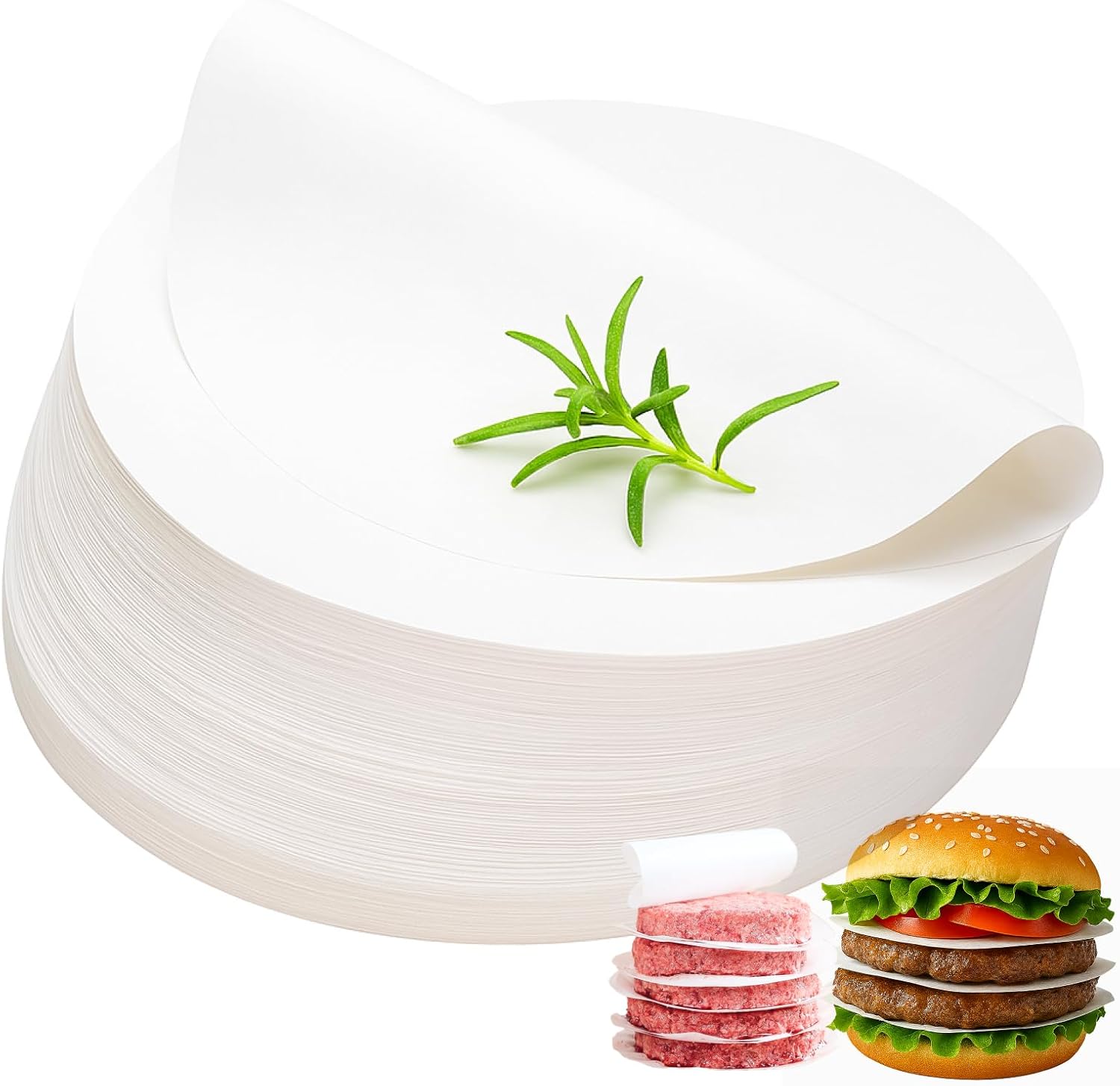 Jeiibrzui Rundes Hamburgerpapier 11 Cm – 1000 Blatt – Antihaft-backpapier Für Hamburgerpressen – Fettbeständig Bis 450 °c – Ideal Zum Grillen Und Einfrieren – Naturweiß